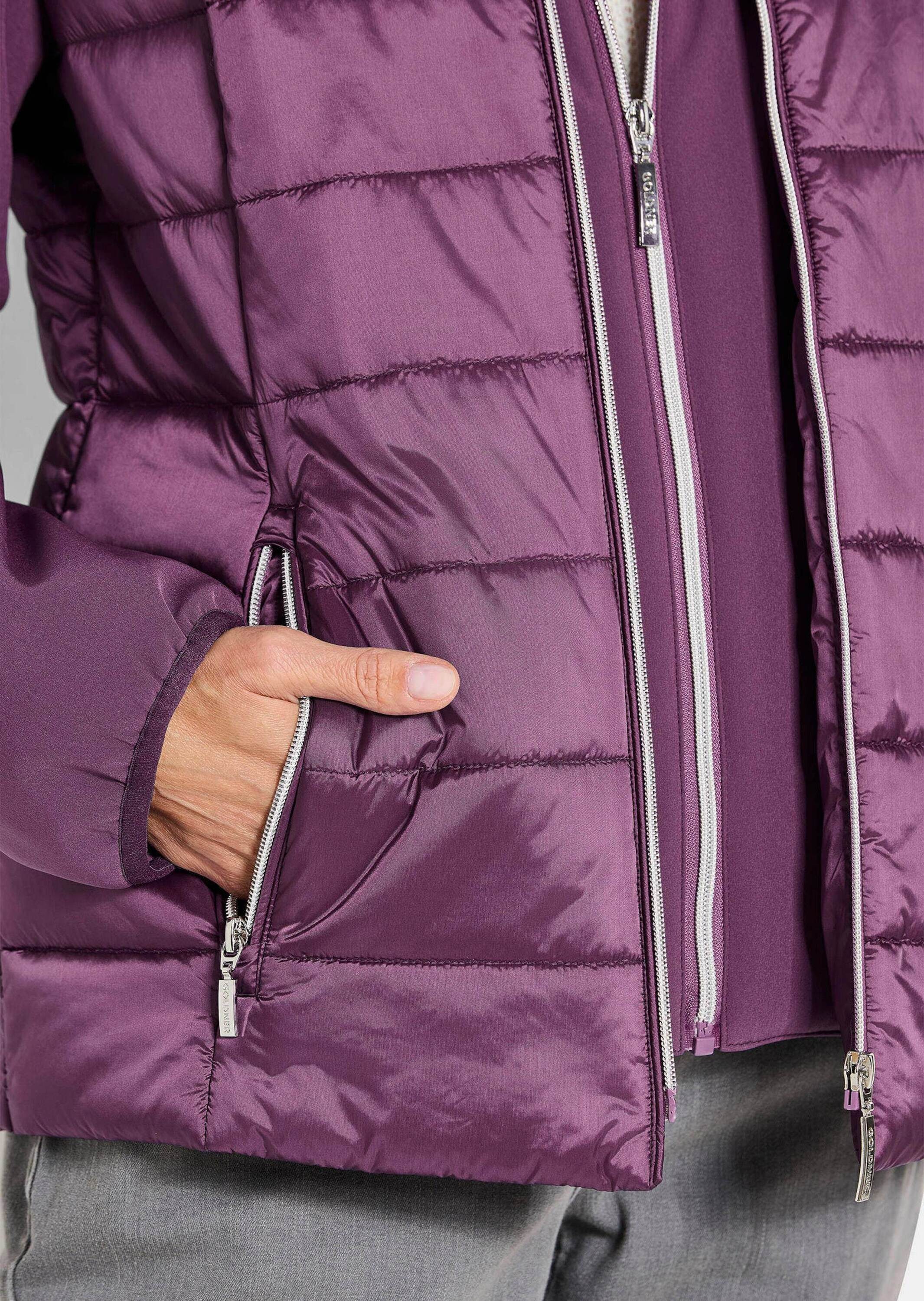 GOLDNER Outdoorjacke Sportive Steppjacke mit Kapuze Winterjacke mit Stehkragen, Reißverschlüssen, Taschen und Langarm