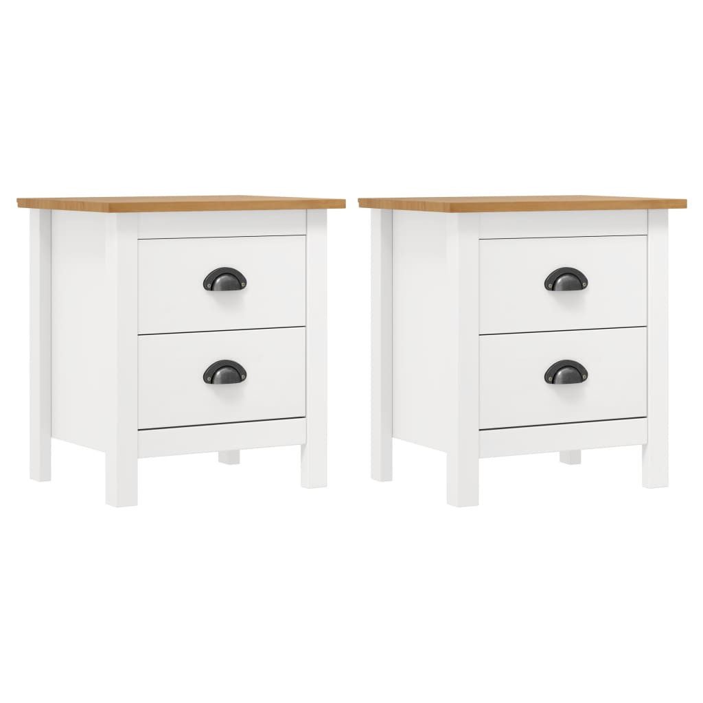 vidaXL Nachttisch NA Nachttisch2er Set Weiß 46x35x49,5 cm Massivholz Kiefer