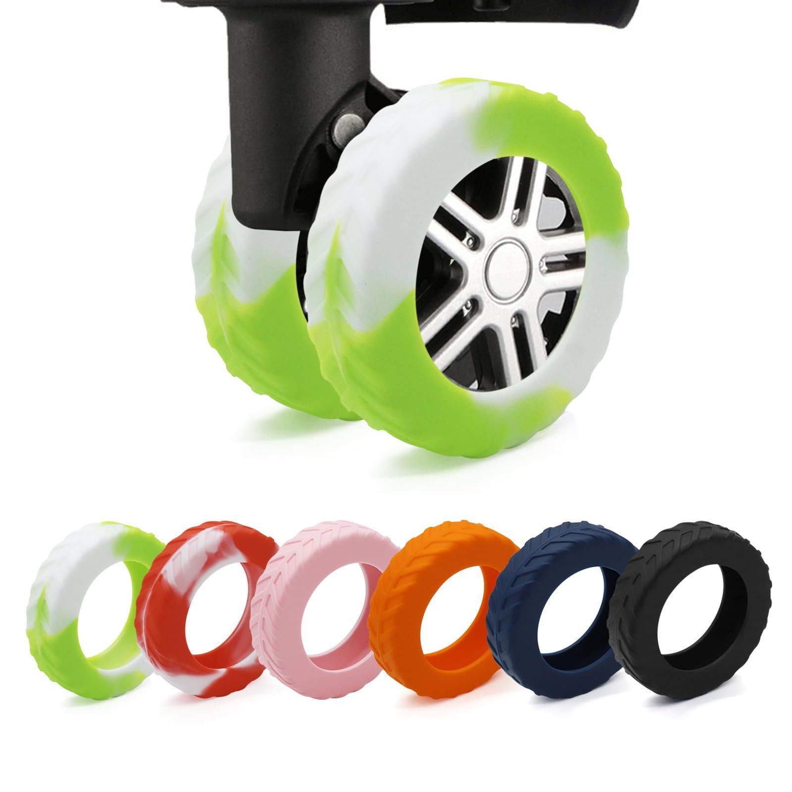 Zaewry Gummiband 8 PCS Upgrade Silikon Gepäckradabdeckungen, Luggage Wheel Covers, kofferschutzhülle für 5-6.3cm Spinnerrad