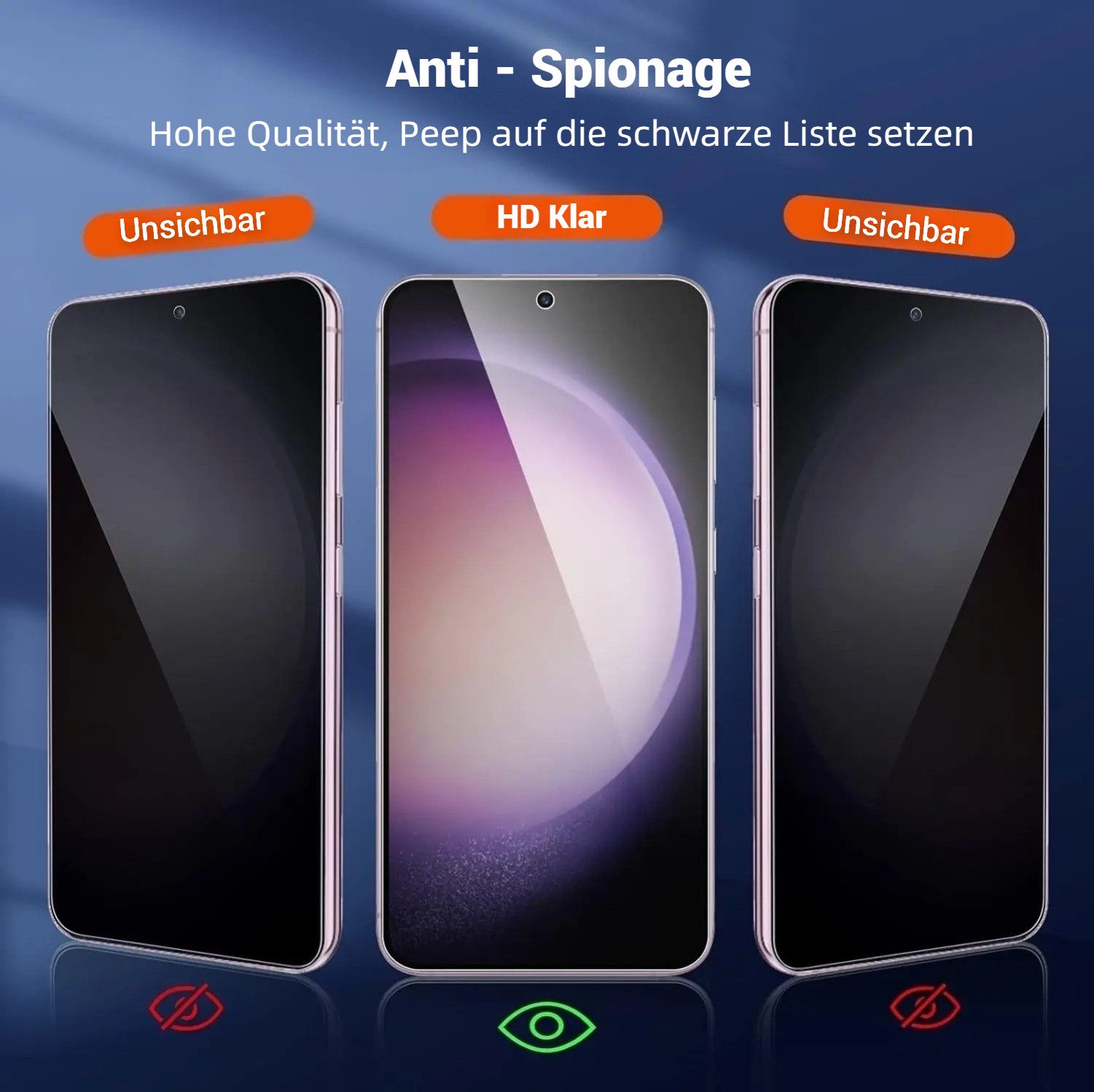 OLi Sichtschutzfolie 2X Sichtschutz Glass Full Screen Privacy für Samsung Galaxy S26 Plus, (Spar-Set, 2-St., 60° Einblick Schutz), Kratzerfest Privat Displayschutz Panzer Glas Fingerabdruck-Entsperrung