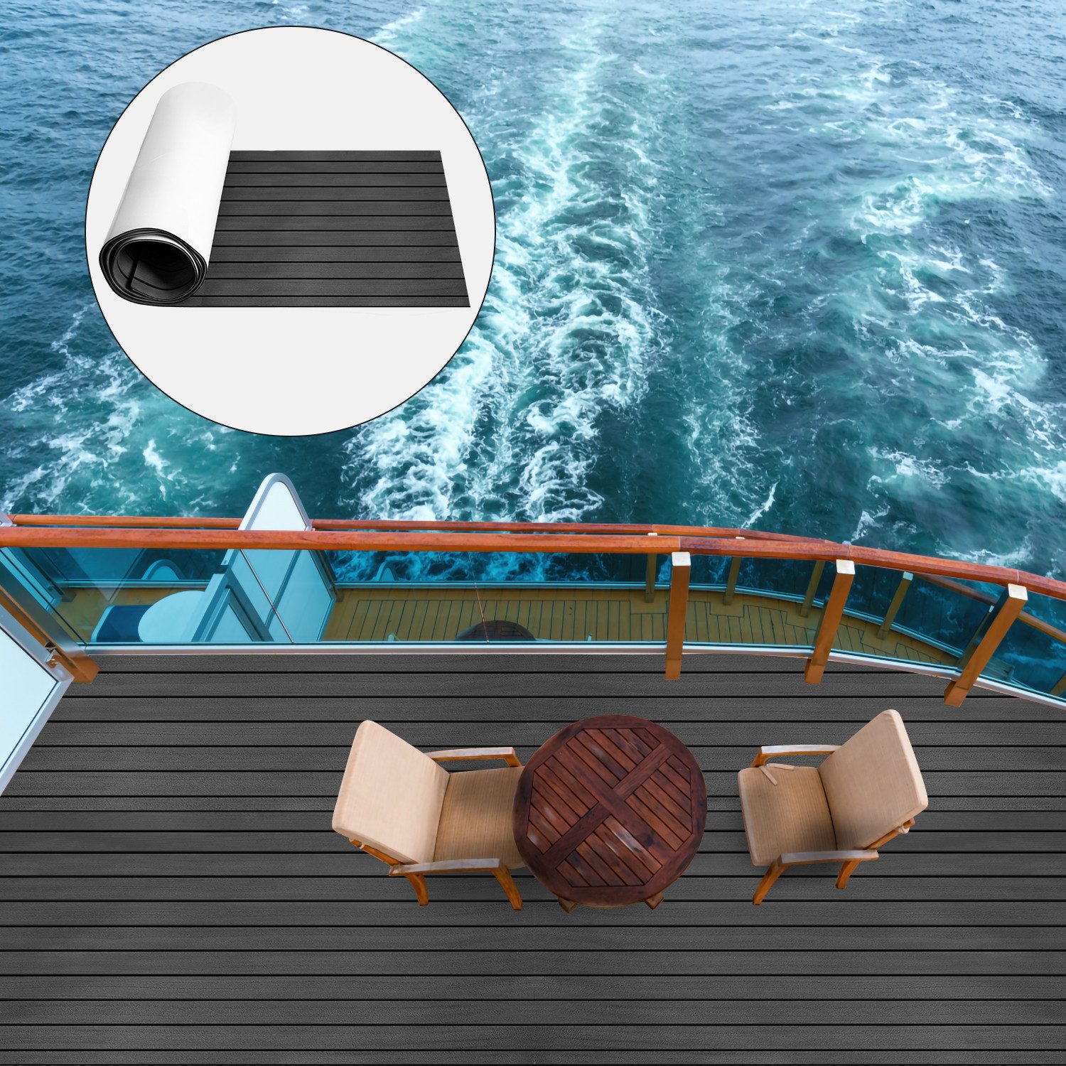 Clanmacy Bodenmatte Bodenbelag Matte Teak EVA Deck Teppich Schaum Anti-Rutsch 240*90CM