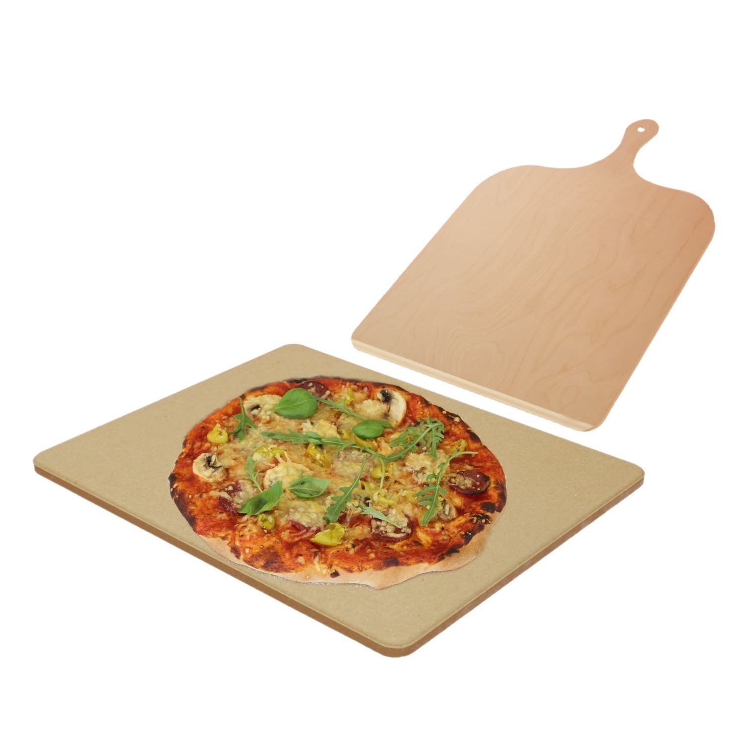 Sendeo Pizzastein Pizzastein SENDEO aus Cordierit, Set mit Pizzaschieber