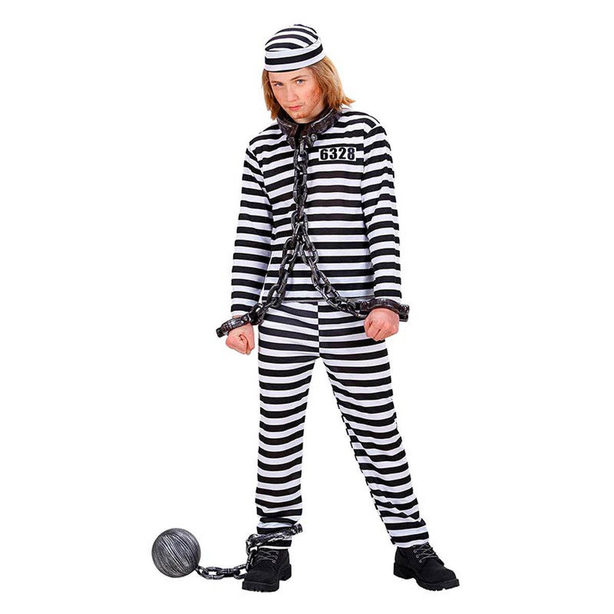 Widmann S.r.l. Polizei-Kostüm Kostüm Kid Sträfling Schwarz Weiß