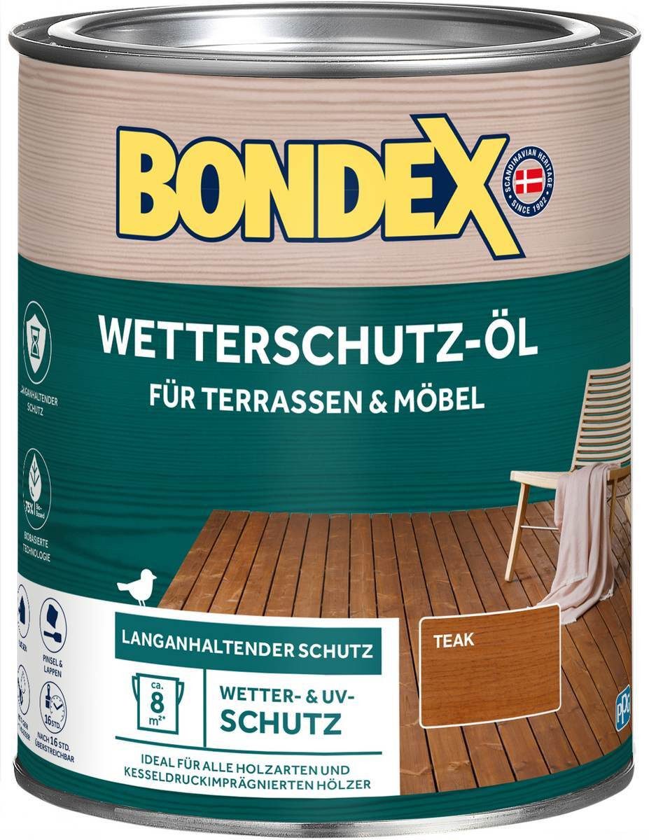 Bondex Wetterschutzfarbe BONDEX Wetterschutz-Öl für Aussen, UV-Schutz, matt, wasserabweisend, T