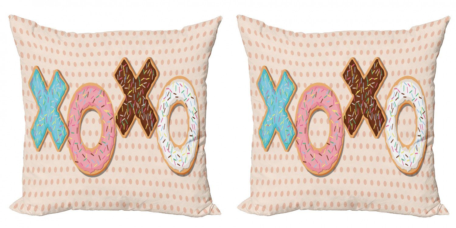 Kissenbezüge Modern Accent Doppelseitiger Digitaldruck, Abakuhaus (2 Stück), XOXO Delicious Doughnuts Tupfen