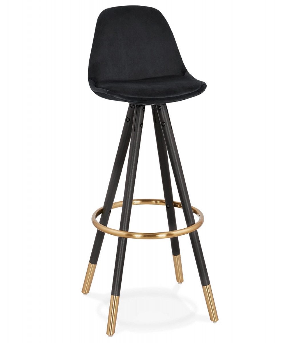 Barhocker Barhocker aus Holz mit Samtstoff Sitz Modern Design
