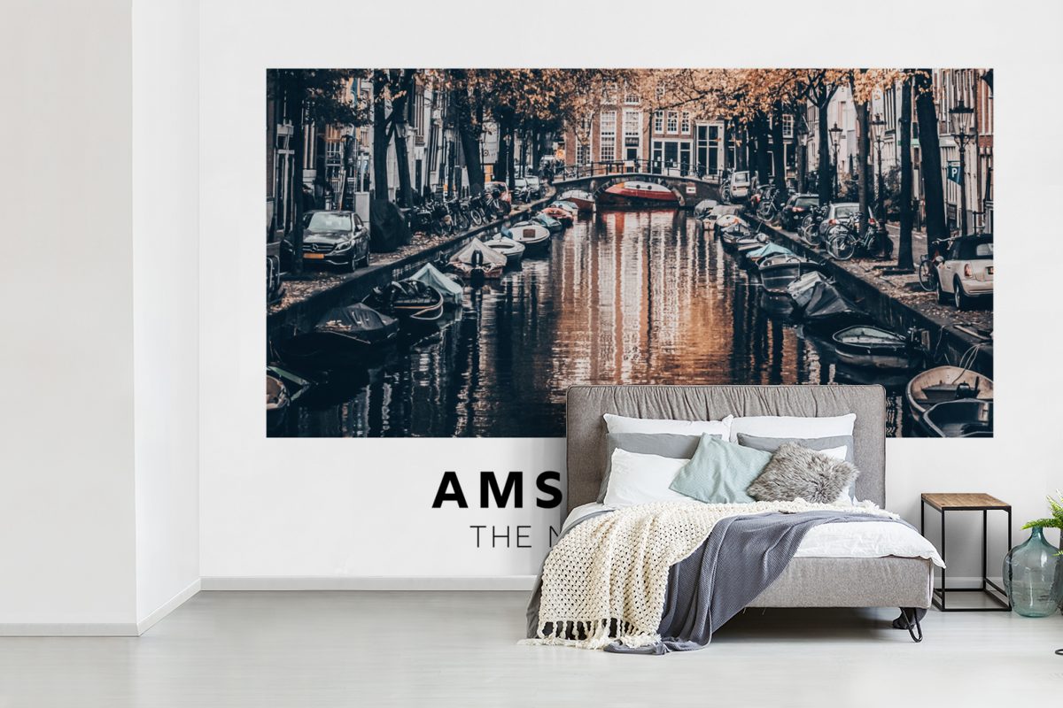 Amsterdam Schlafzimmer, für Fototapete (6 Wasser, bedruckt, Vinyl Kinderzimmer, St), Tapete - - Wohnzimmer, Niederlande Wallpaper MuchoWow Matt,