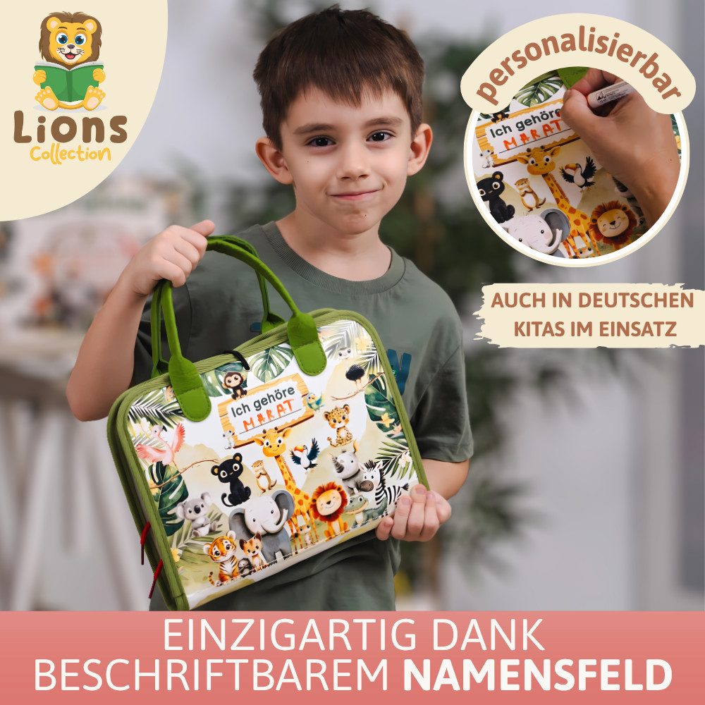 Lions Collection Lernspielzeug Busy Board Deutsch - Montessori Spielzeug - Motorikmappe, Quiet Book