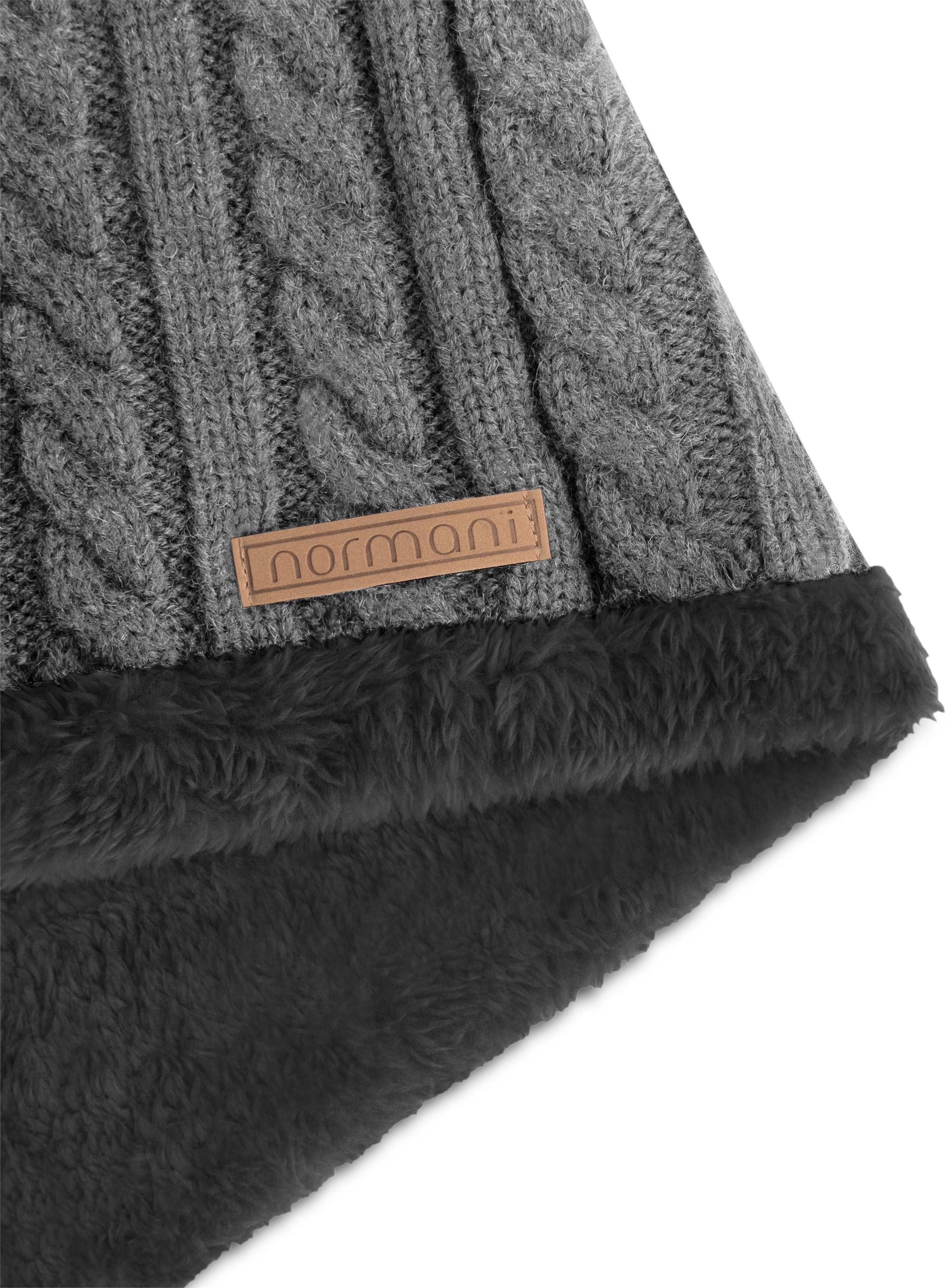 normani Strickmütze Kebili Winterset mit Fell Kebili Winterset gefüttert Fellschal und Fellmütze
