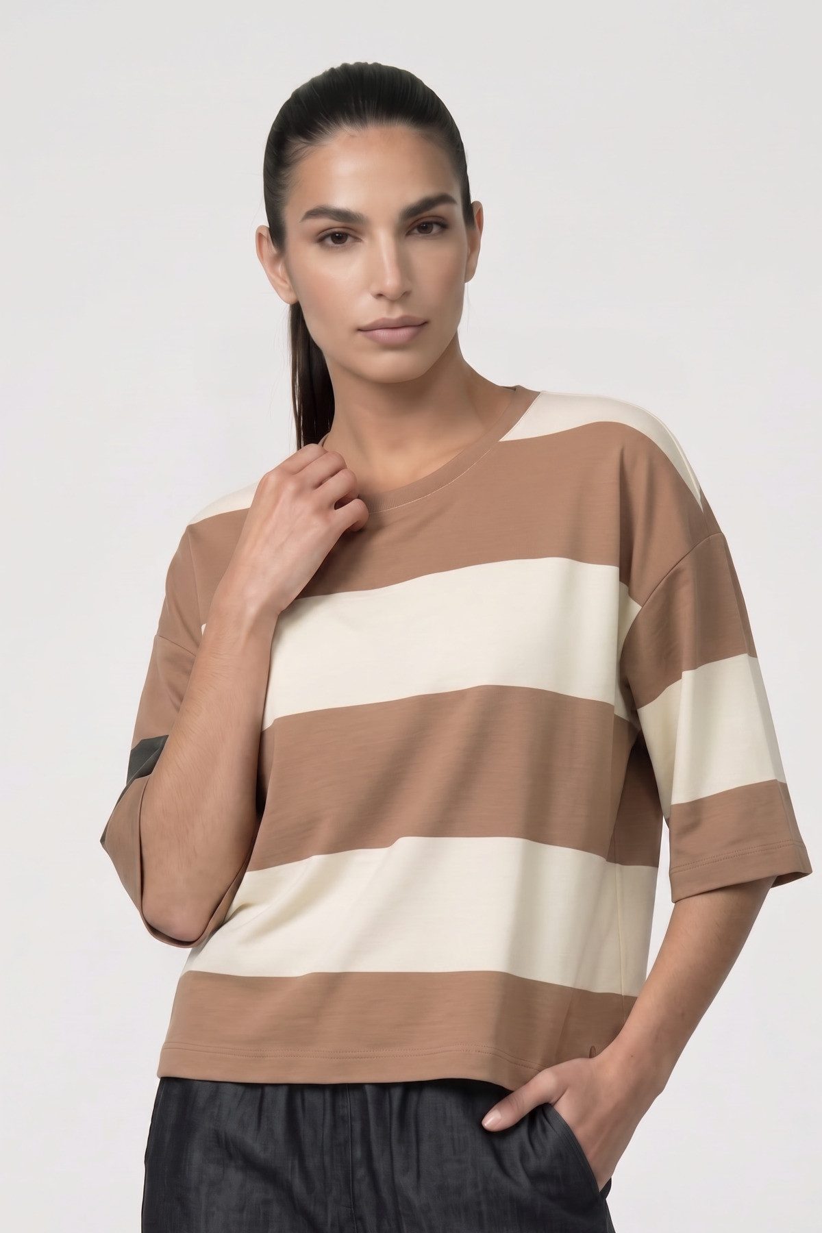 Monari Sweatshirt Sweatshirt Ringel + Colourblock Regular fit mit Streifen