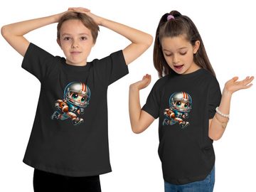 MyDesign24 T-Shirt Kinder Football Print Shirt laufender Cartoon Football Spieler Bedrucktes Jungen und Mädchen American Football T-Shirt, i495