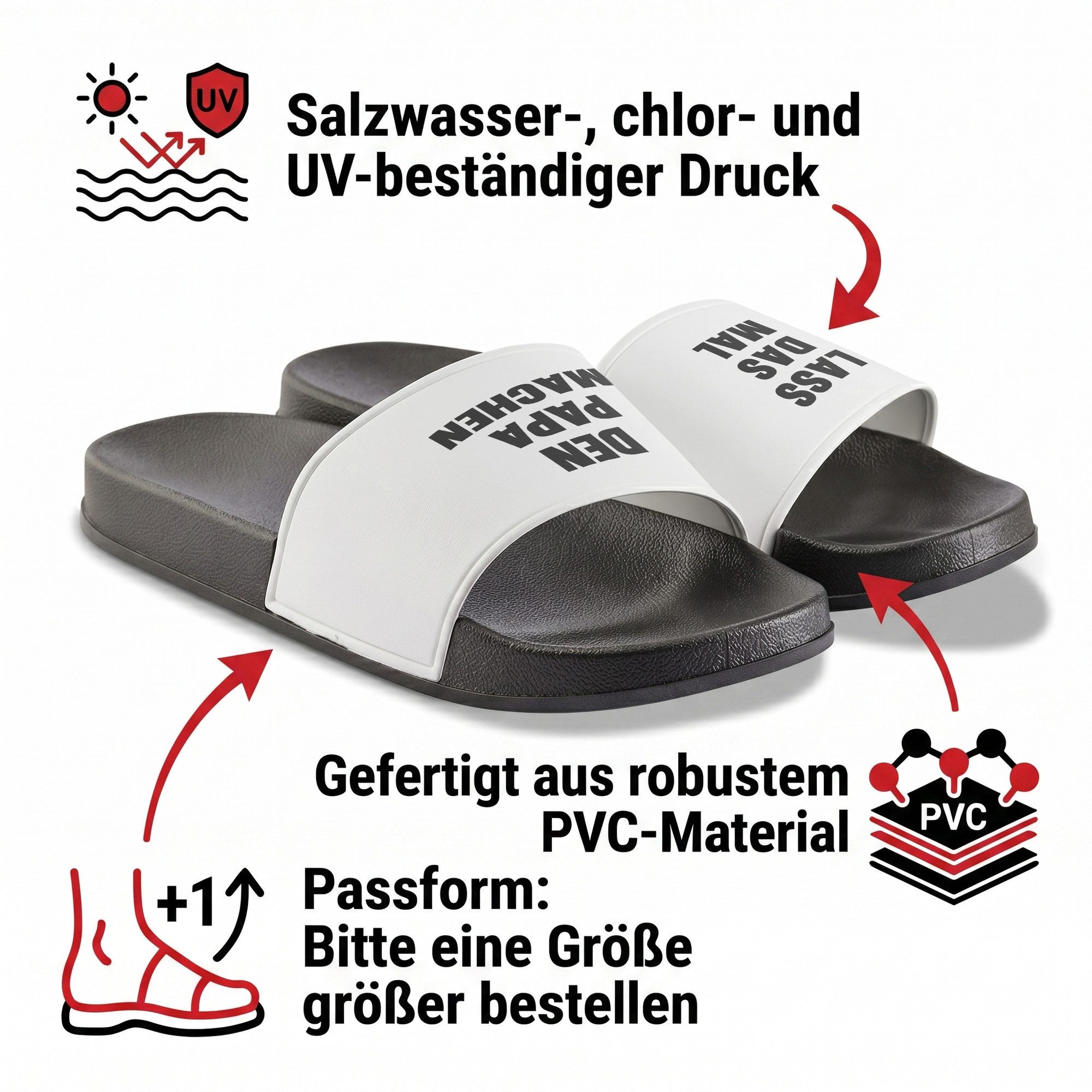 22Feels Badelatschen mit Spruch Lass das Mal Papa Geschenk Schlappen Männer Badepantolette IN DEUTSCHLAND BEDRUCKT