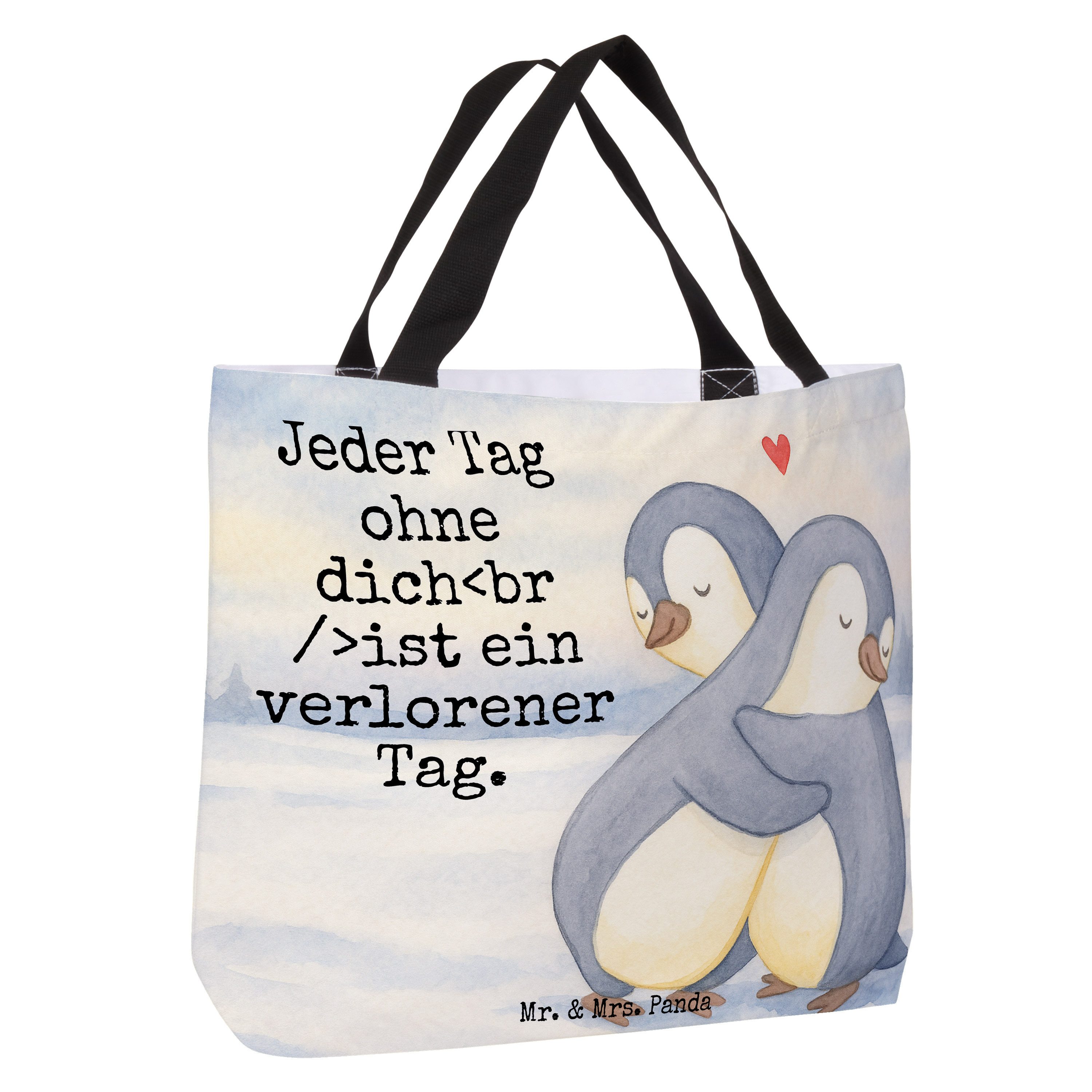 Mr. & Mrs. Panda Shopper Pinguine Kuscheln Design, Schultasche, Weiß, Freund, Mitbringsel, Hoc (Packung), Statement-Tasche Urlaubstasche Reisetasche