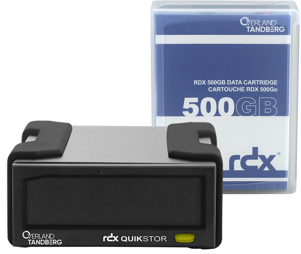 Tandberg Data Overland Tandberg Quickstor Kit mit 1 TB Cartridge externe HDD-Festplatte (500GB) 260 MB/S Lesegeschwindigkeit, 260 MB/S Schreibgeschwindigkeit