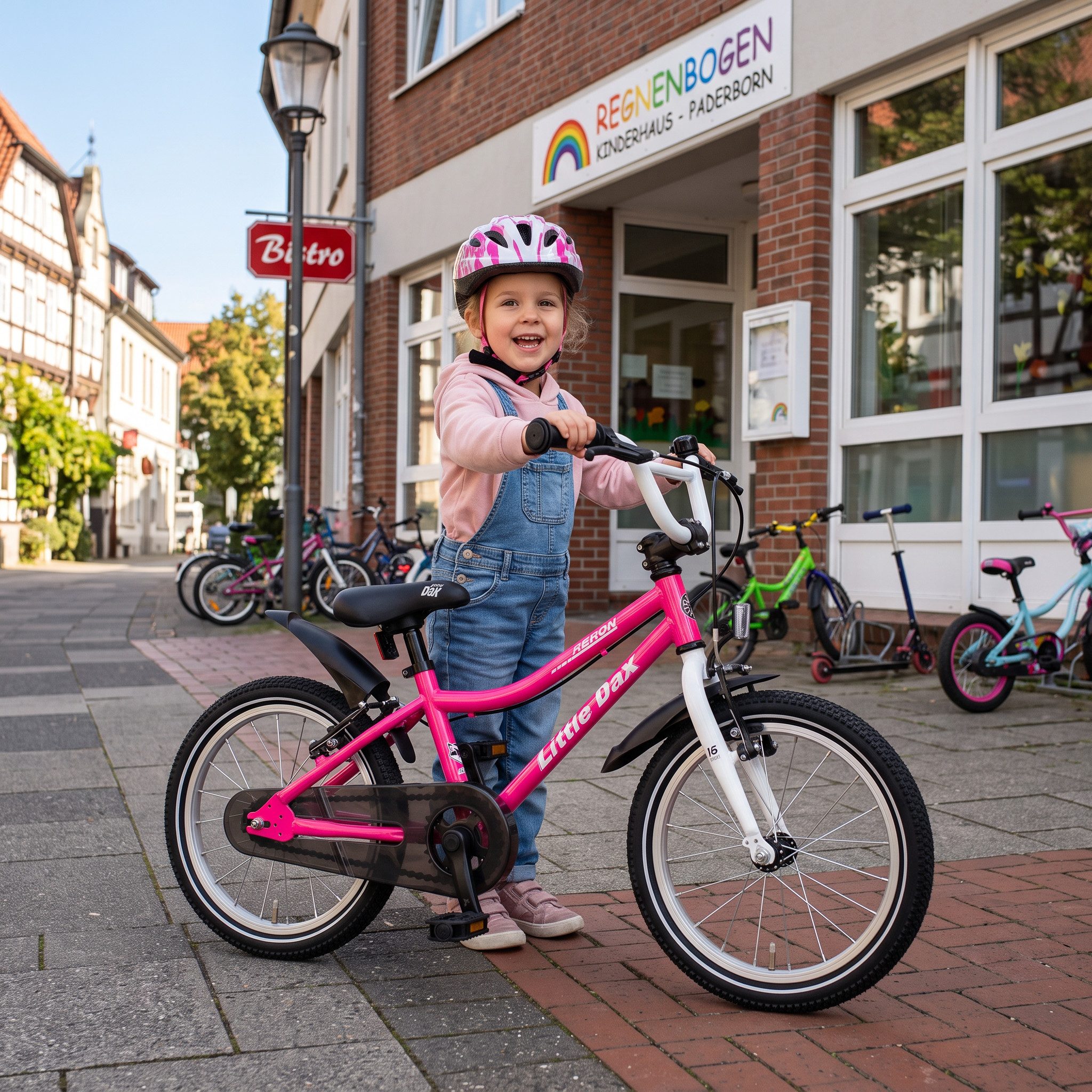 Bachtenkirch Kinderfahrrad 16 Zoll Fahrrad Pink Mädchen ab 3 Jahre, Schrittlänge: ab 46 cm, Sattelhöhe: 49–56 cm, Gewicht: 7,5 kg