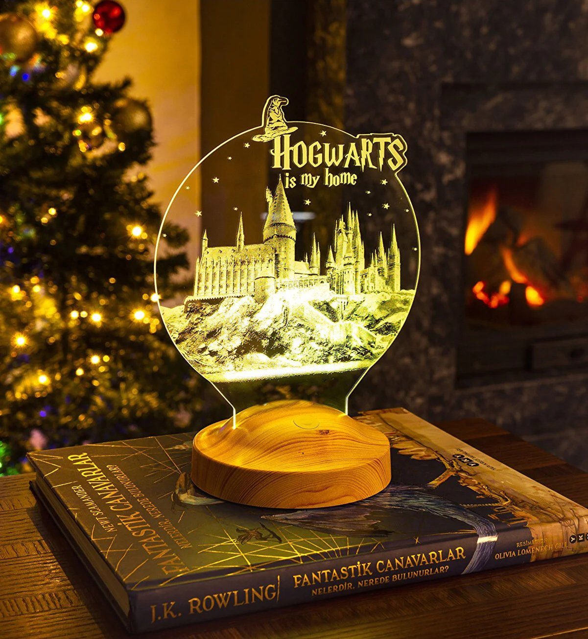 Farben Weihnachtsgeschenk Harry Nachttischlampe für fest Freunde, Leuchte Potter für Nachtlicht Hogwarts Mädchen, Jungen 3D Kinder, LED Geschenke Geschenkelampe integriert, 7
