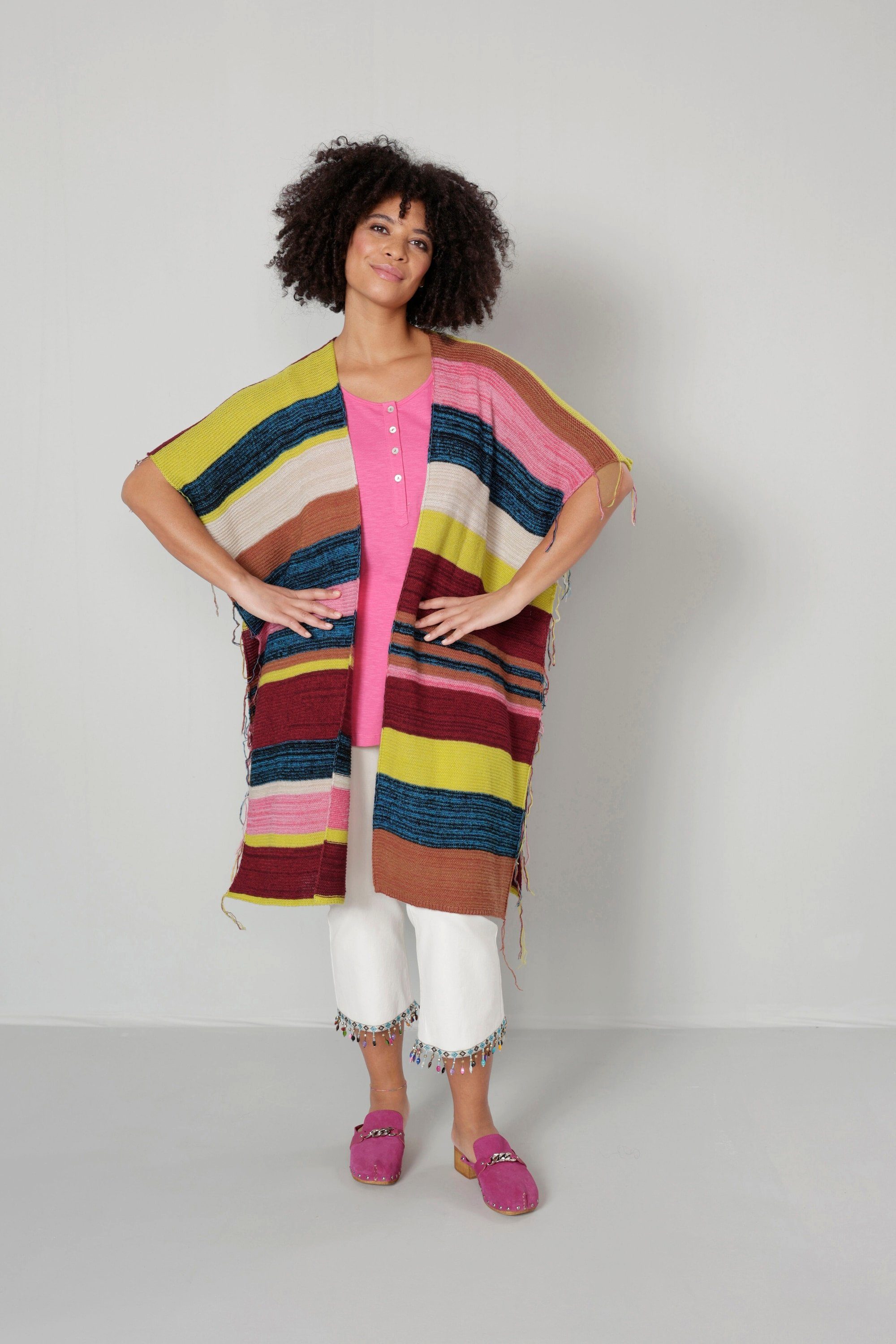 Angel of Style Pullunder Poncho oversized Fransen