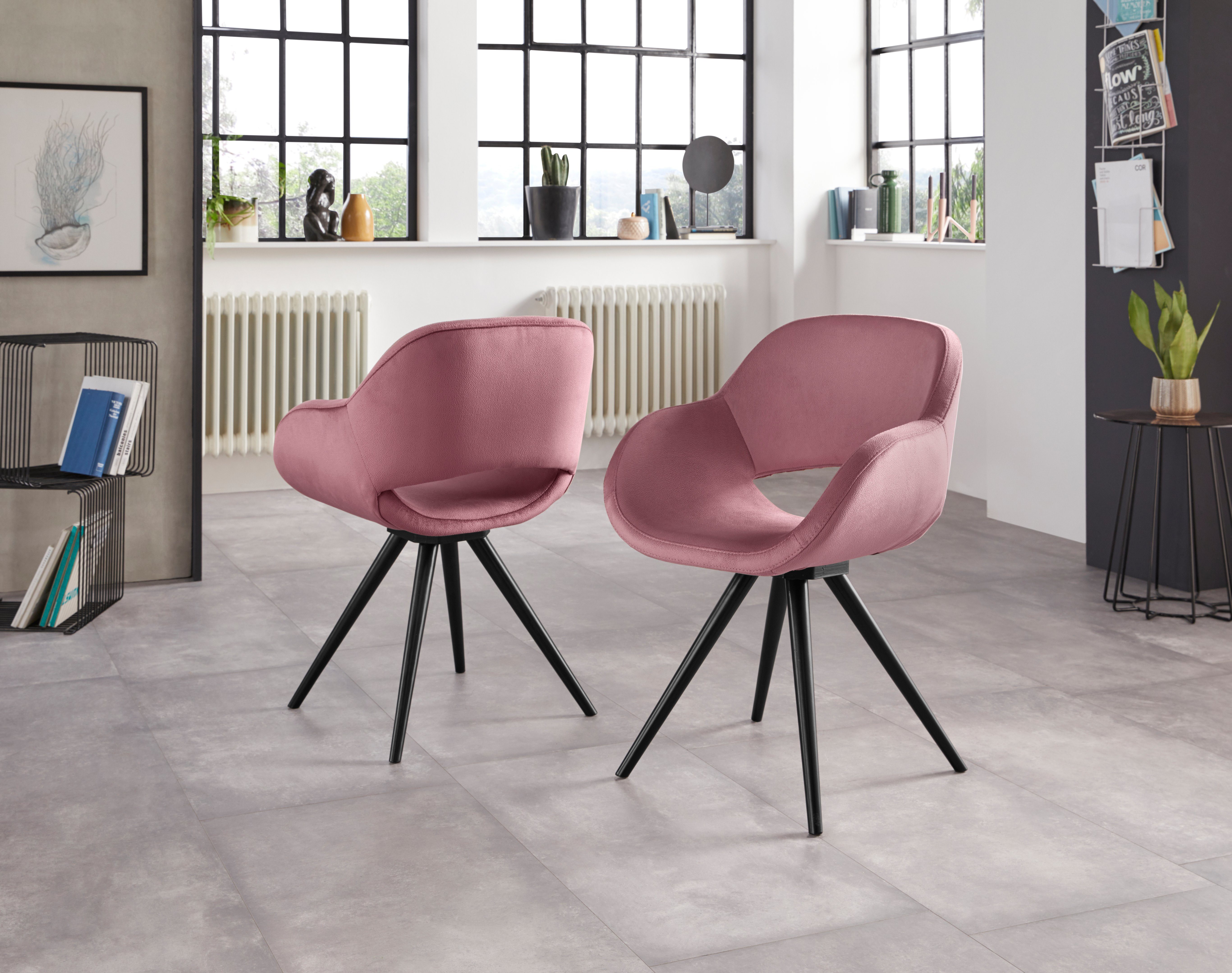 Home affaire Armlehnstuhl Aurora (Set, 2 St), Gestell aus Massivholz Buche in schwarz lackiert