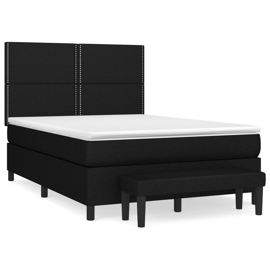 vidaXL Boxspringbett mit Matratze Schwarz 140x200 cm Stoff1467176 günstig online kaufen