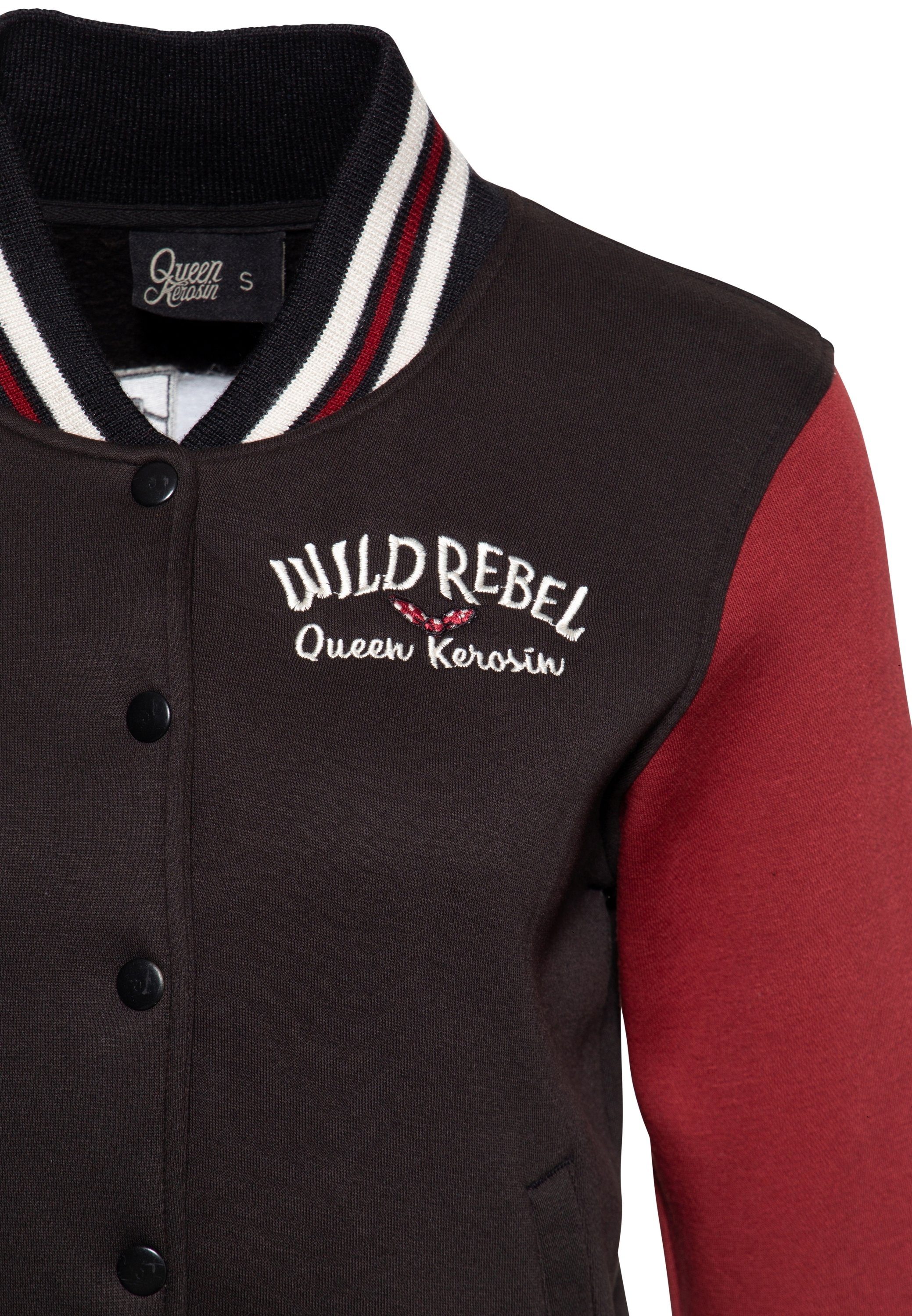 QueenKerosin Kapuzensweatjacke Wild Rebel (1-tlg) mit Cartoon-Stickerei