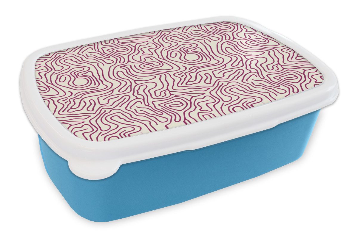 MuchoWow Lunchbox Wickelleine - Magenta - Creme, Kunststoff, (2-tlg), Brotdose, Lunchbox, Brotbox für Kinder und Erwachsene