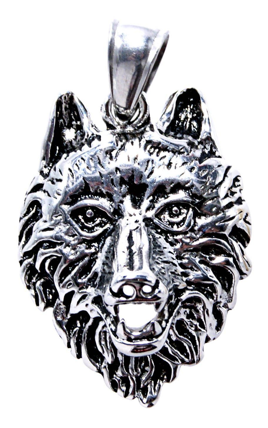 Wolfskopf Anhänger Ketten of aus Kopf Kettenanhänger Wolf Edelstahl Leather Kiss