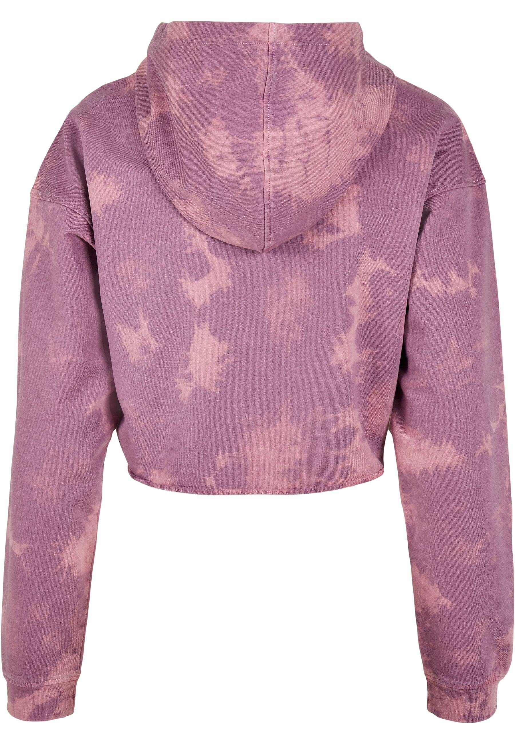 URBAN CLASSICS Oversized duskviolet Short Bleached Hoody Damen (1-tlg) Kapuzenpullover Ladies