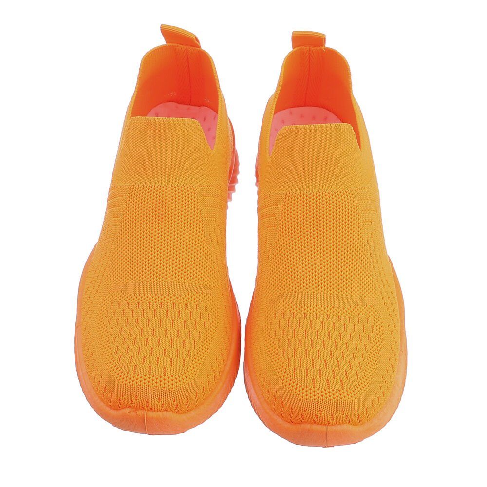 Ital-Design Damen Low-Top Freizeit Sneakers Flach Slipper in Orange Low