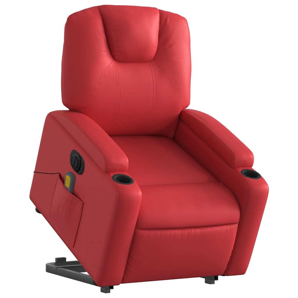 vidaXL Sessel Massagesessel mit Aufstehhilfe Elektrisch Rot Kunstleder (1-St)