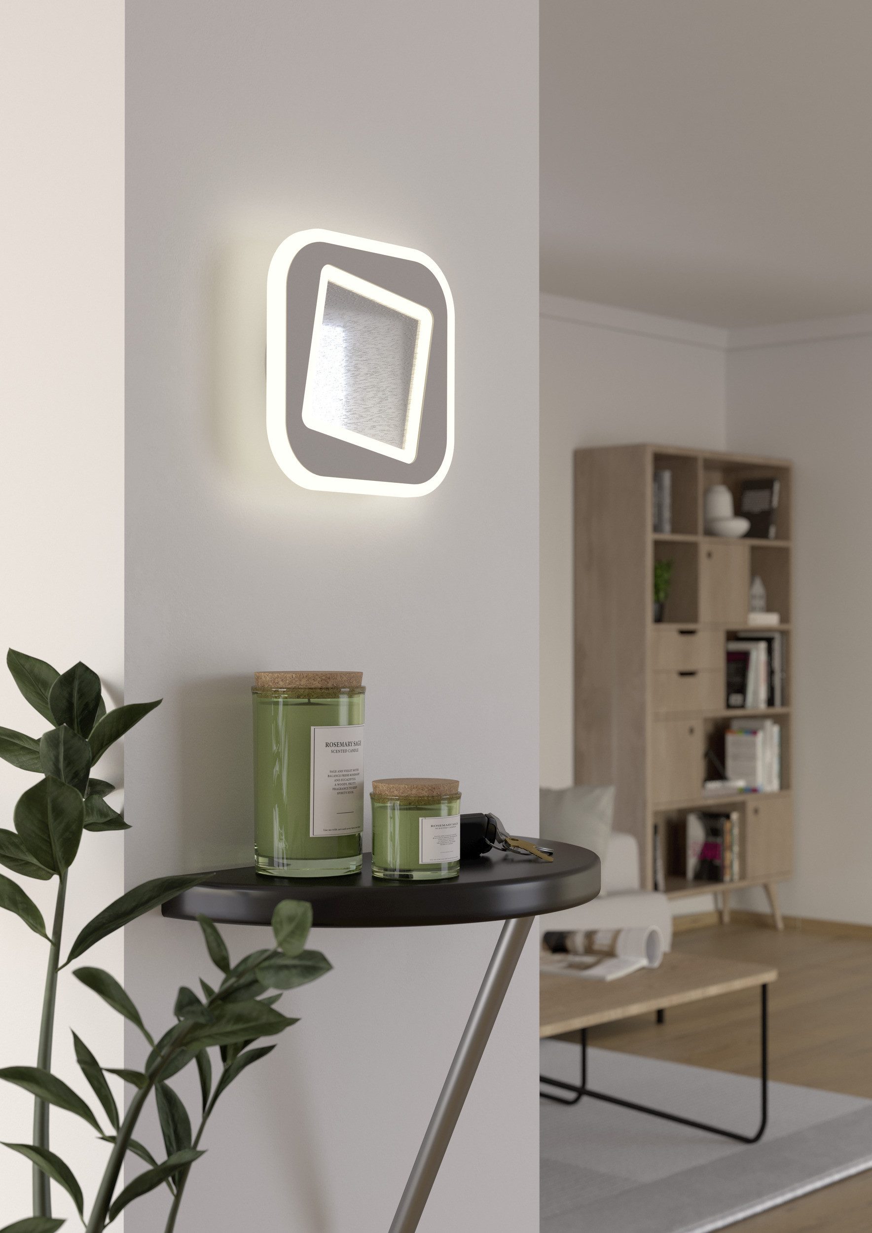 EGLO Wandleuchte MACCHIONI Wandlampe - Stahl, Kunststoff - LED - 12W - IP20, LED fest integriert, Neutralweiß, Wandstrahler, Wandspot, Wohnzimmer, Flur, L20 x B20 x AL4,5 cm