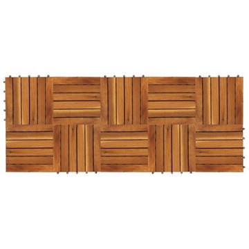 Teppichboden 10 x Fliese aus Akazienholz 30 x 30 cm vertikales Muster, vidaXL, Höhe: 240 mm