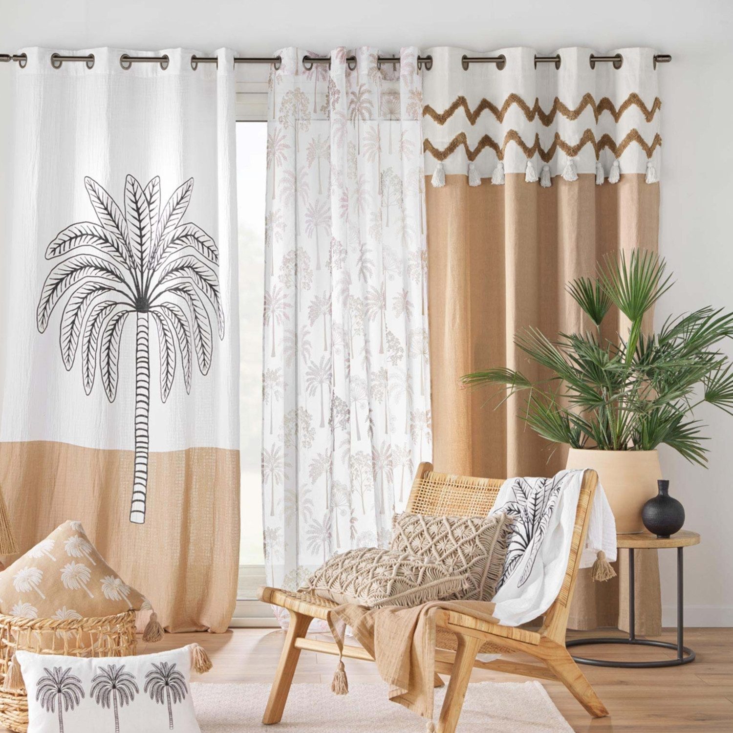 Macosa Home Dekokissen Makramee 40 x 40 cm oder 30 x 50 cm Beige Baumwolle, inkl. Füllung Sofakissen Zierkissen Deko