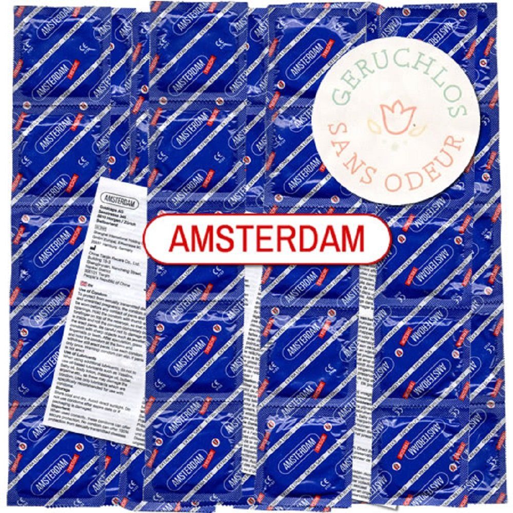 Amsterdam Condoms Kondome ohne 100 extra Latexgeruch Beutel starke St., TRESOR mit, Kondome