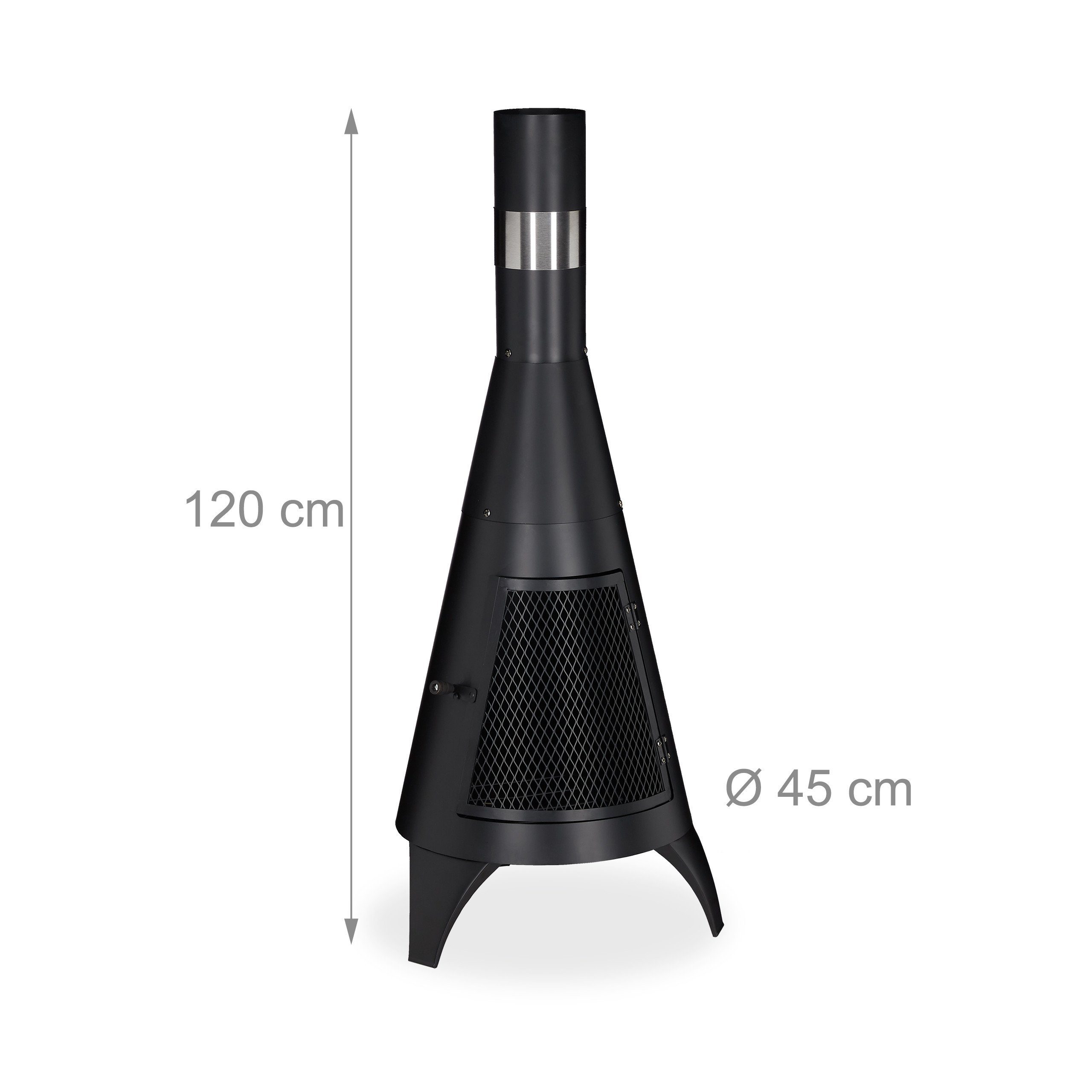 relaxdays fire pit patio heater with door, black