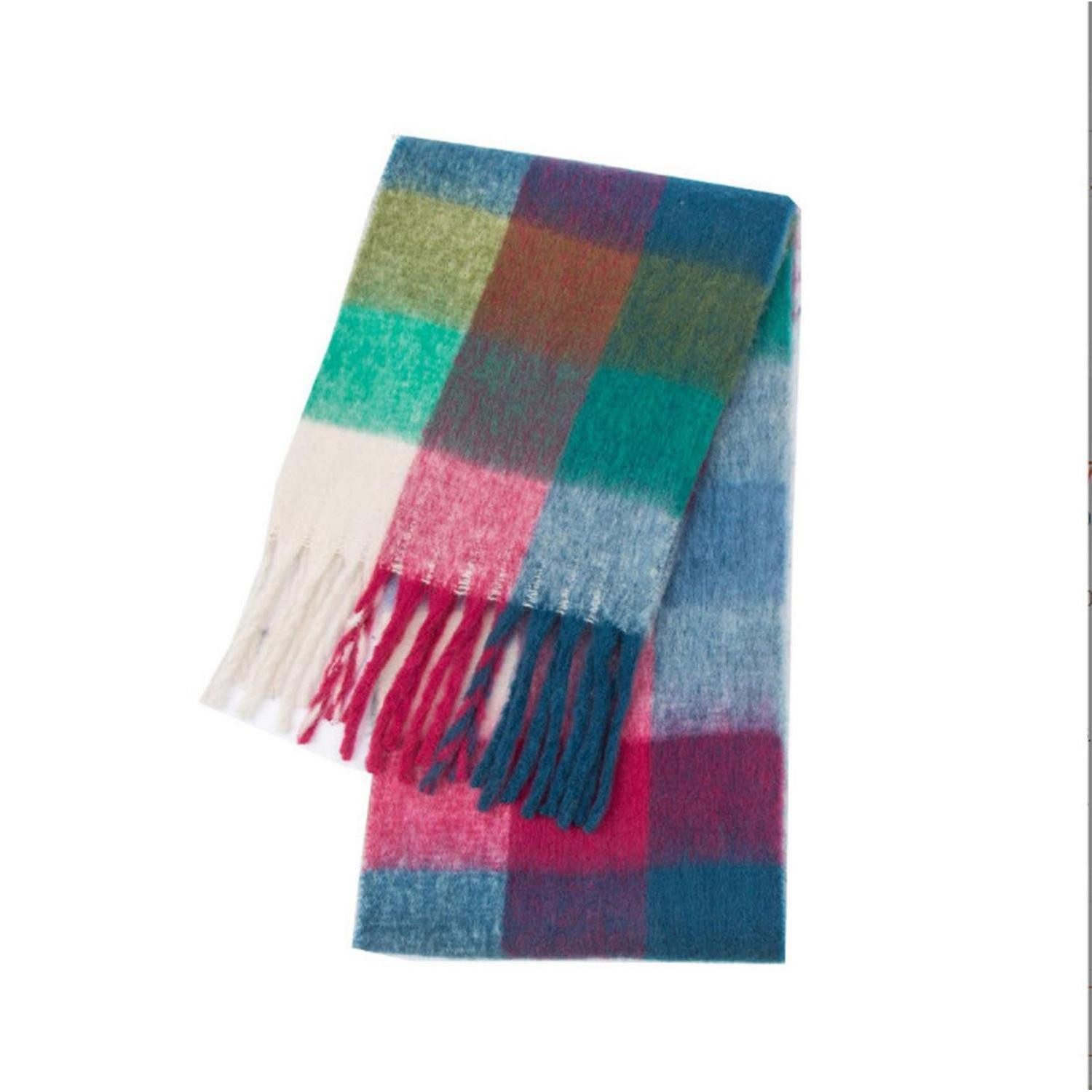 LuxusKollektion Karotuch Schal Damen Kariert Grün-Rot 215x35cm
