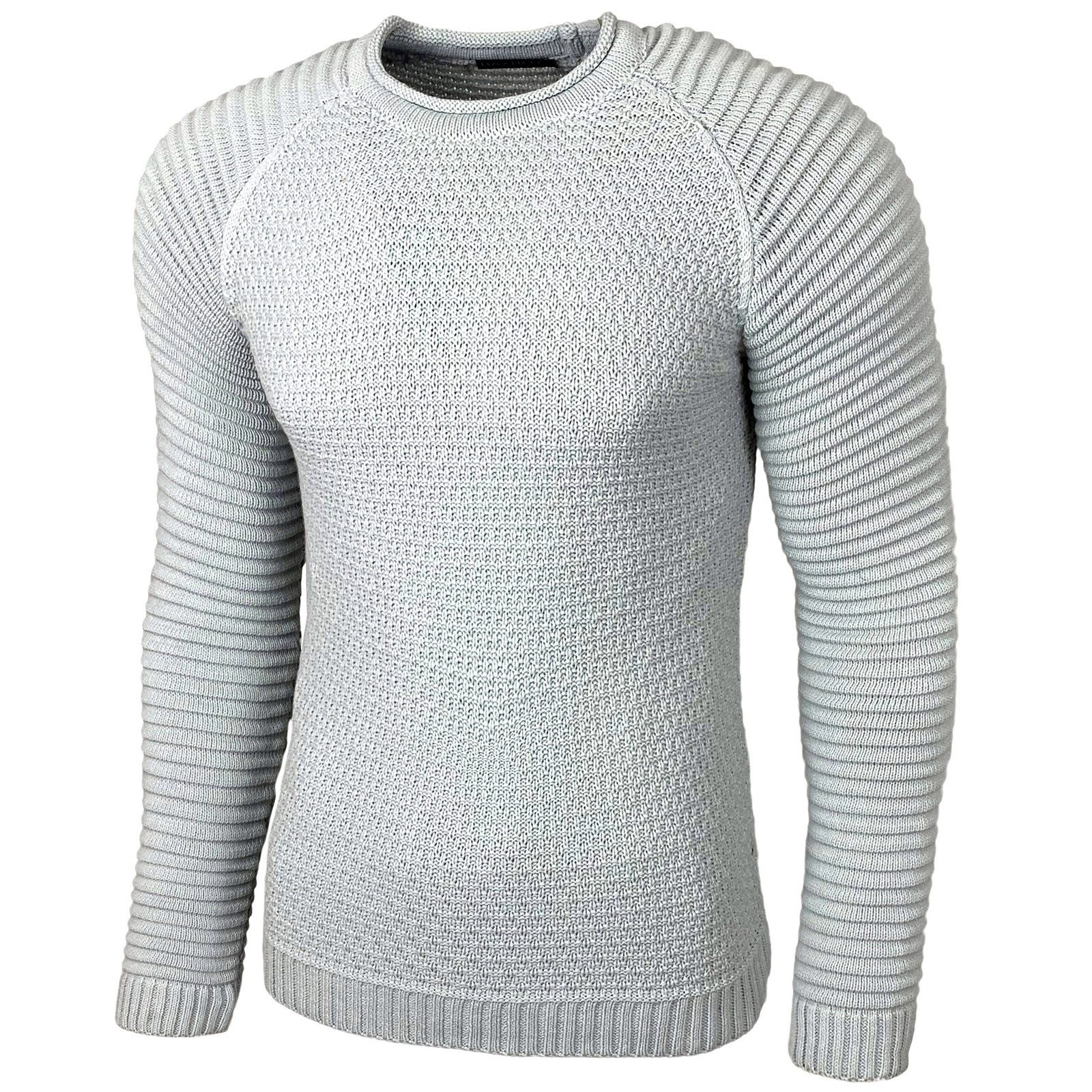 Strickpullover Baxboy Strickpullover Herren Two Tone Rundhals Pullover B-8056