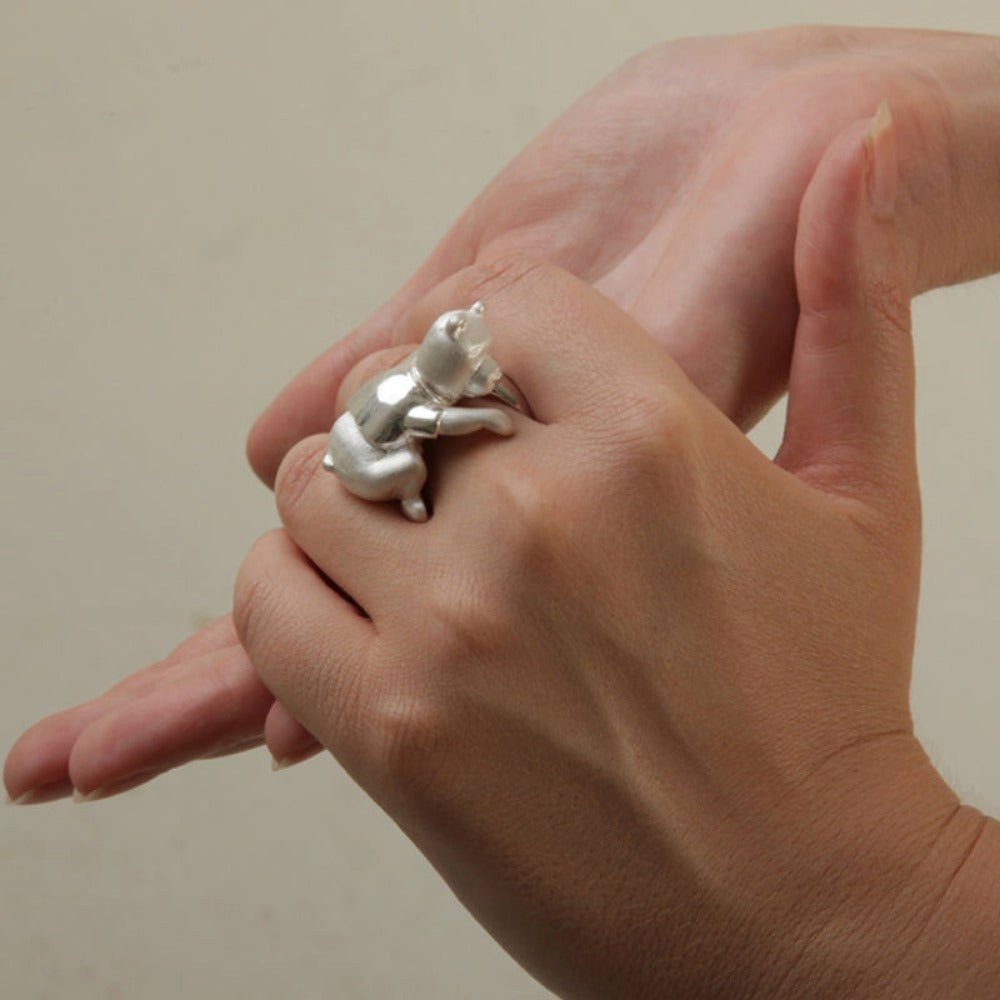 SKIELKA aus hochwertige Ring (Sterling (1-tlg), 925) DESIGNSCHMUCK Silber "Bär" Goldschmiedearbeit Silber Deutschland Silberring