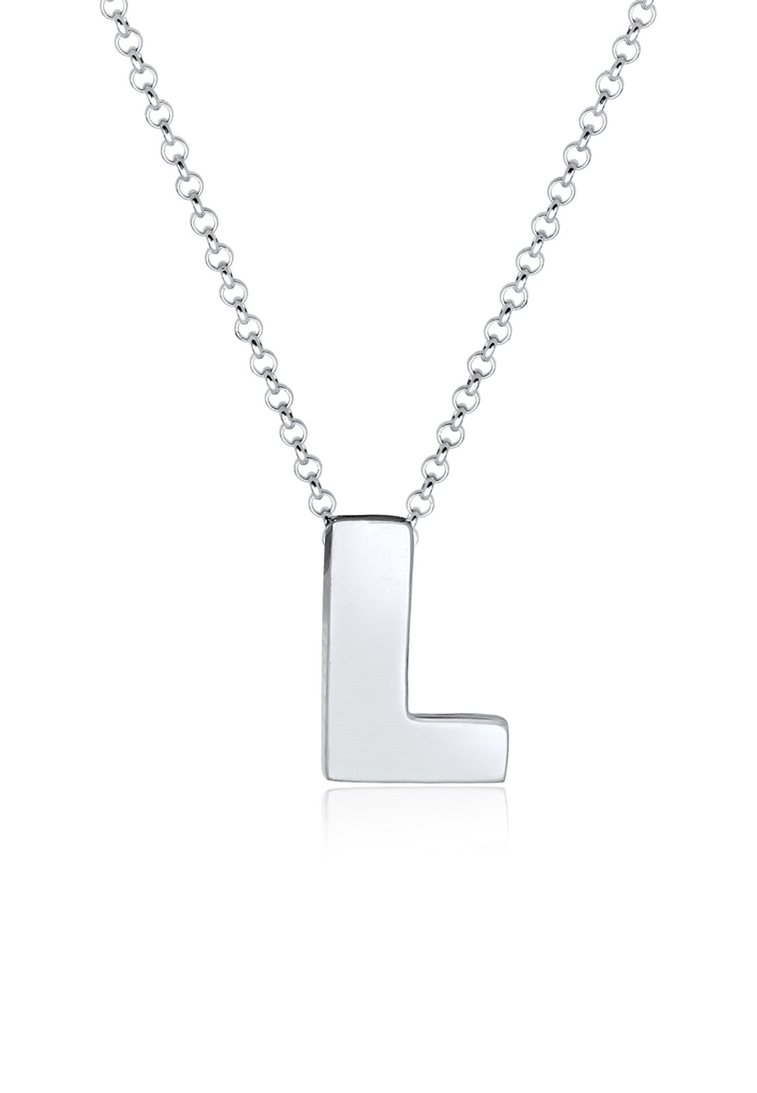 Elli Kette mit Anhänger Buchstabe L Initialen Trend Minimal 925 Silber,  Moderne Buchstaben Halskette, 925 Sterling Silber