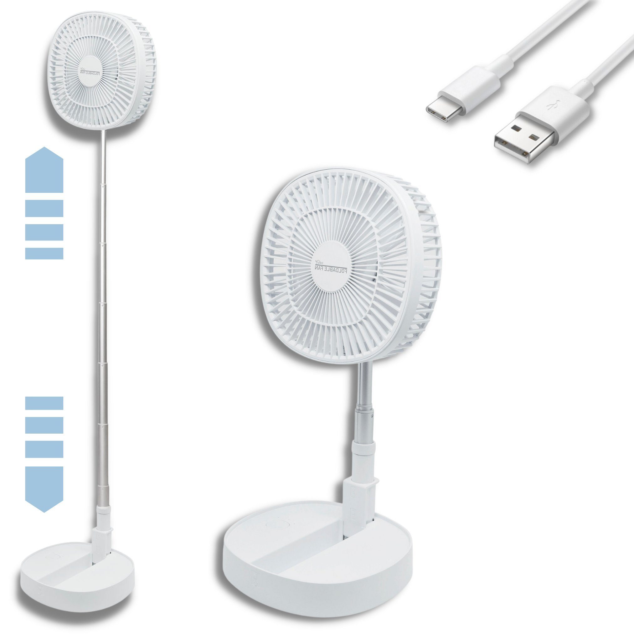 Starlyf Standventilator Akku Fan, wiederaufladbar Foldable mit Geschwindigkeiten, Kabellos und Li-Ion 3