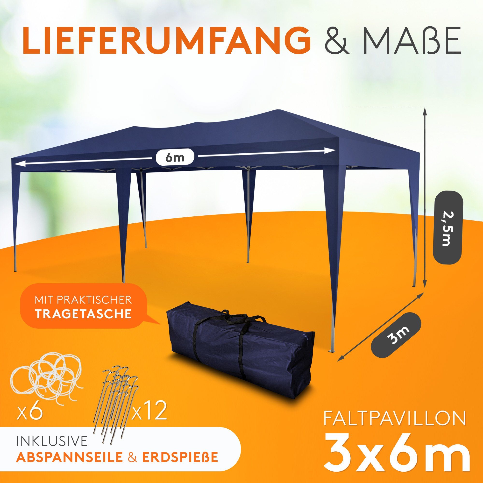 Kronenburg Partyzelt 3x6m wasserdicht - Gartenpavillon, günstig online kaufen