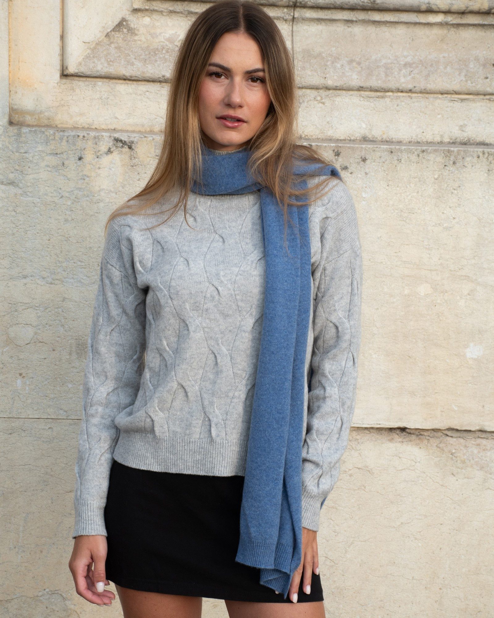 MayTree Kaschmirschal Warmer breiter Kaschmirschal Unisex, Steinblau, (Stüc günstig online kaufen