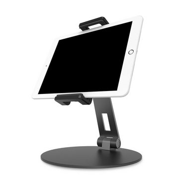 YOZI Tablet Handy Ständer Halterung Alu 360° drehbar Alu Höhenverstebbar Tablet-Ständer, (bis 14,00 Zoll, 360° drehbaren, Höhenverstellbar, zusammenklappen)