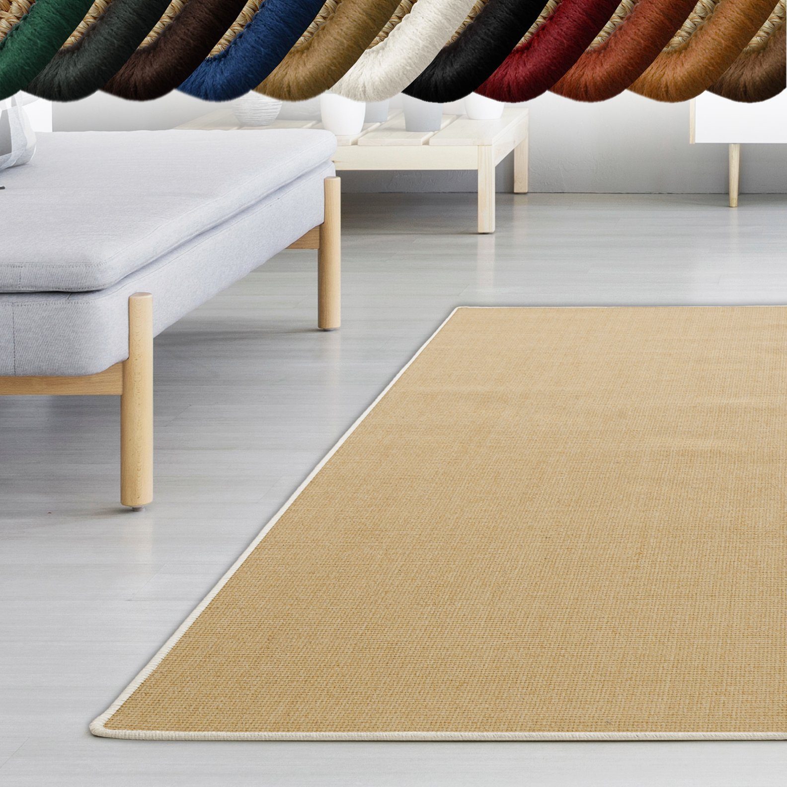 Wunschfarbe in natur, Salvador vielen Läufer Floordirekt, Kettelung mm, Weiß rechteckig, erhältlich in Höhe: Teppichläufer Größen, 6 Farben &