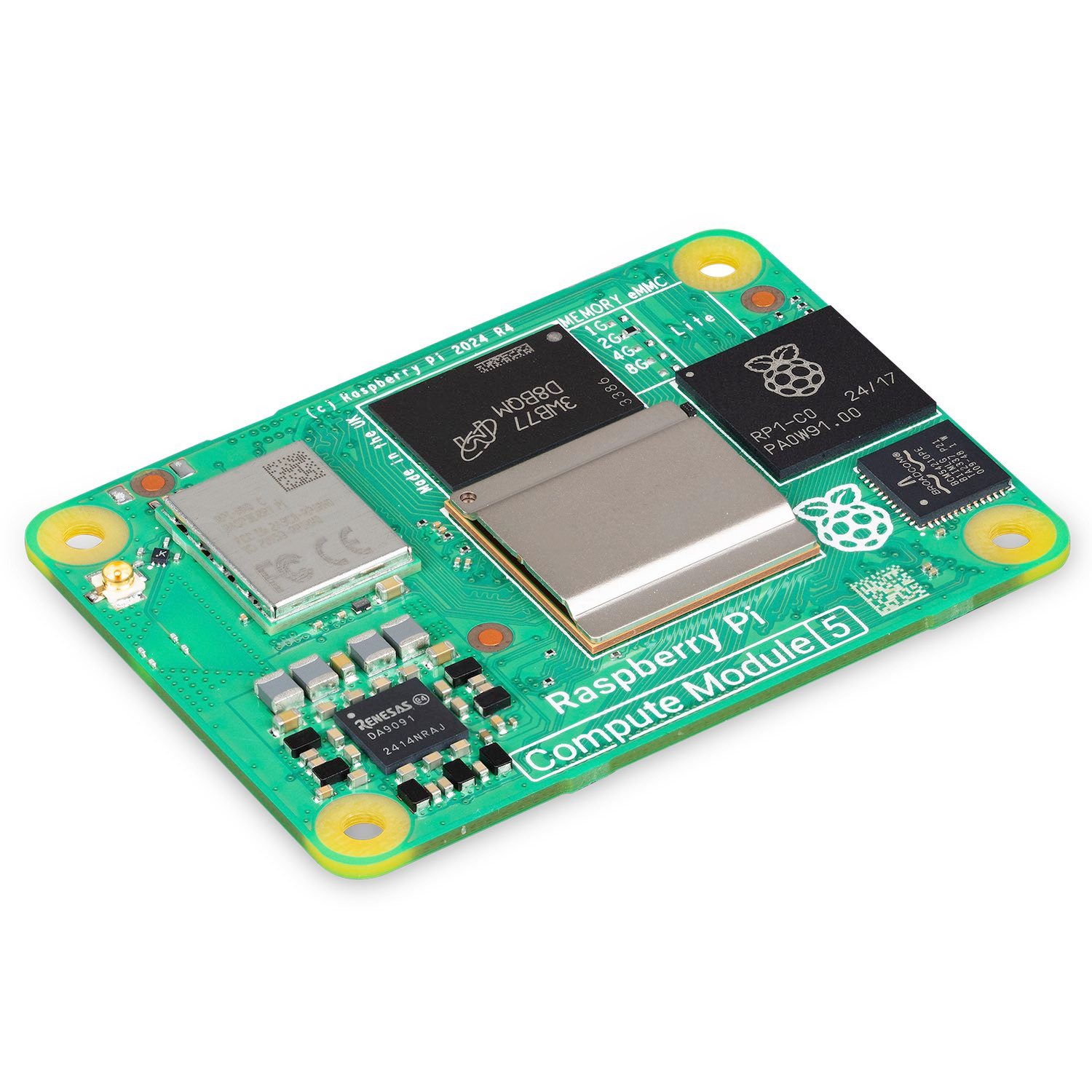 Raspberry Pi Compute Module 5 - RAM: 4GB - Flash: 16GB - WLAN / Barebone-PC