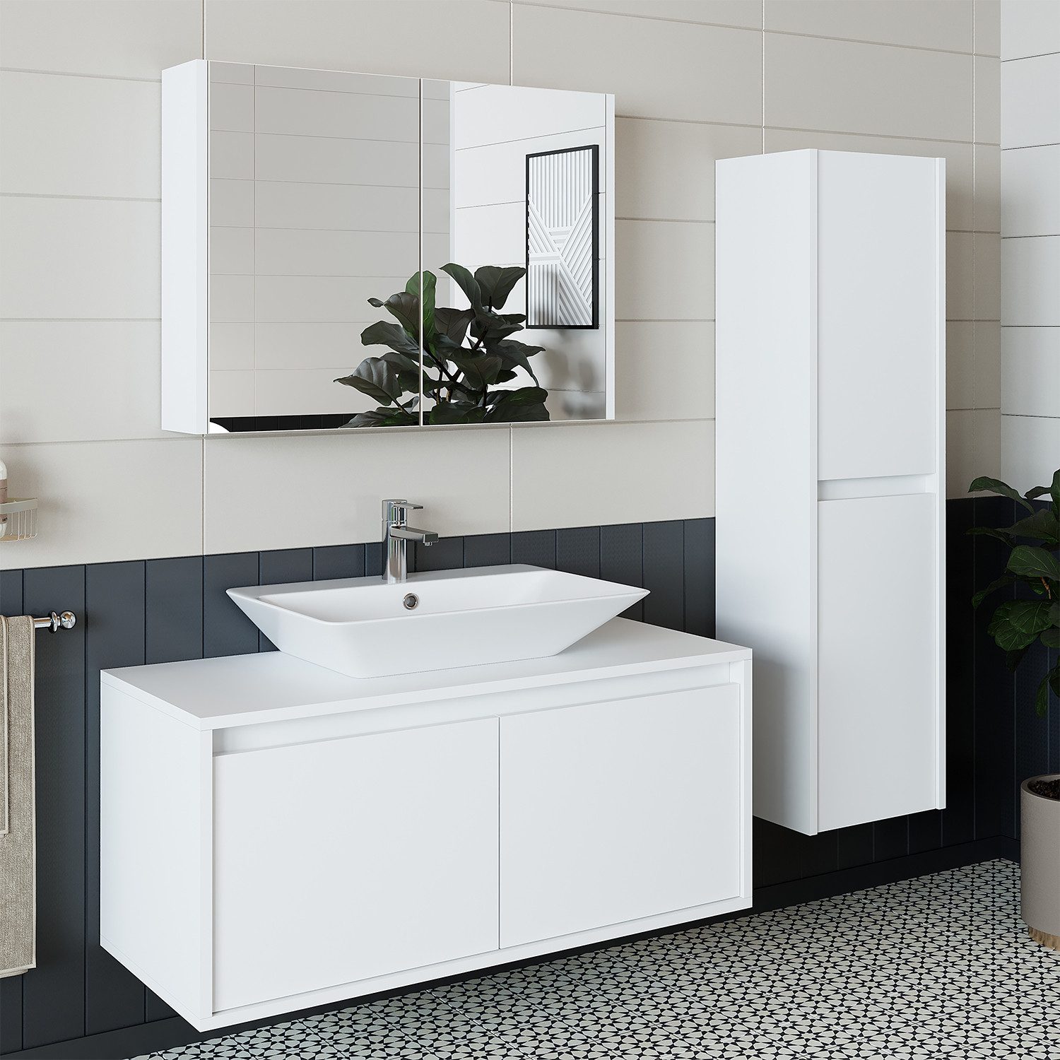 Roomart Badmöbel-Set ATL4TLG-100, (Badmöbel Set Unterschrank mit Waschbecke günstig online kaufen