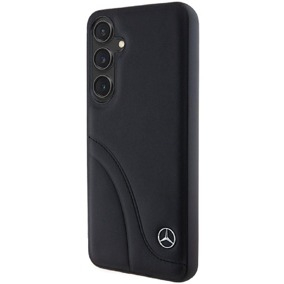 Mercedes Benz Handyhülle Case Galaxy S24 Plus Echtleder schwarz Stern Logo 6,7 Zoll, Kantenschutz