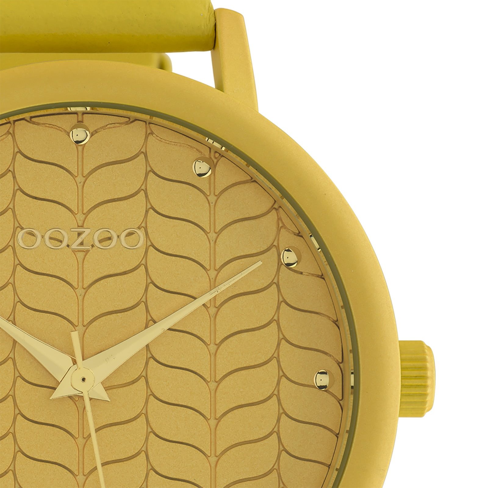 OOZOO Quarzuhr Oozoo Damen Armbanduhr Timepieces Analog, (Analoguhr), Damenuhr rund, groß (ca. 45mm) Lederarmband gelb