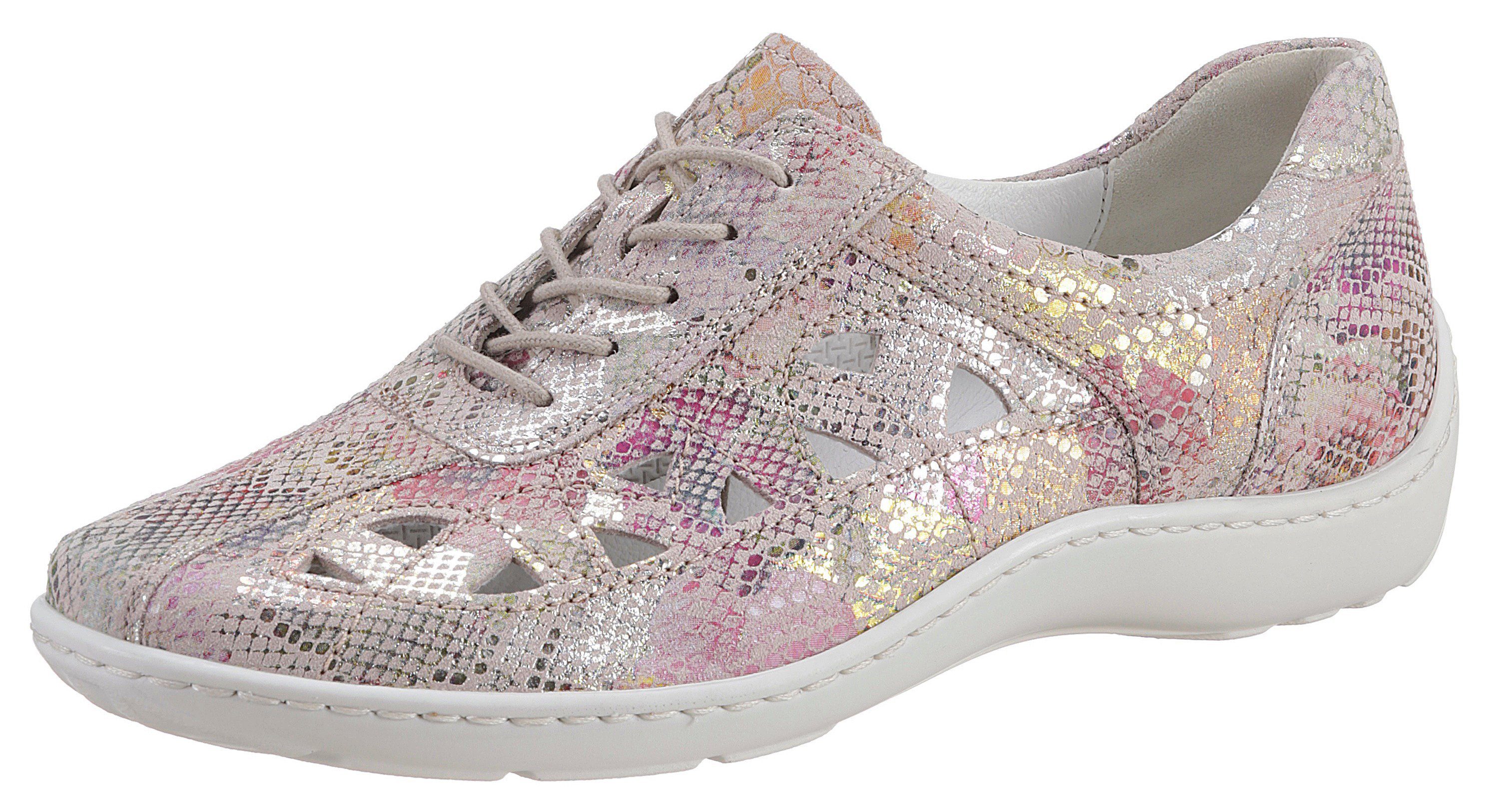 Waldläufer HENNI Schnürschuh mit Metallic-Druck, in Weite G rosa-metallic