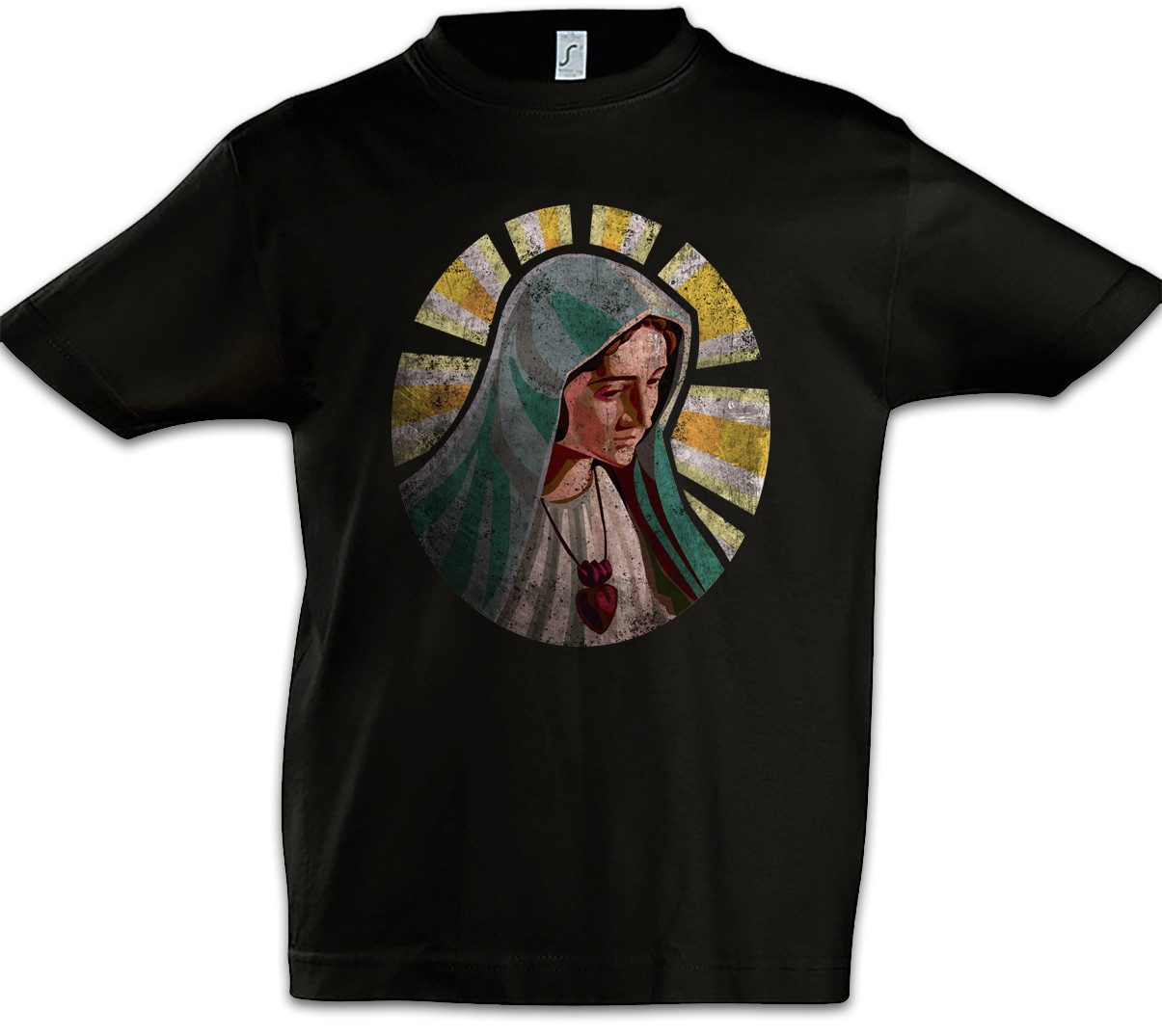 Urban Backwoods Print-Shirt Holy Mary Kinder T-Shirt Heilige Maria Mutter Gottes God Kirche Glaube (1-tlg) Christentu Jesus Gott Rosenkranz