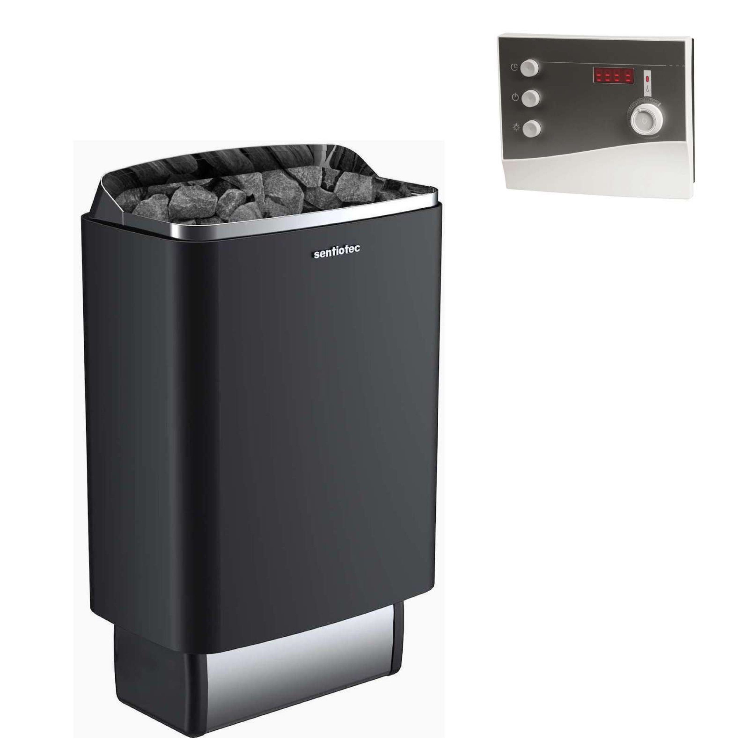 Sentiotec Saunaofen Sentiotec 190 E 9 kW finnischer Saunaofen Set inklusive